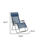 30" Blue and Gray Steel Outdoor Zero Gravity Chair with Blue Cushion - Homeroots - Flyclothing LLC