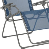 30" Blue and Gray Steel Outdoor Zero Gravity Chair with Blue Cushion - Homeroots - Flyclothing LLC