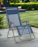 30" Blue and Gray Steel Outdoor Zero Gravity Chair with Blue Cushion - Homeroots - Flyclothing LLC