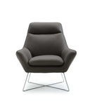 Modern Dark Gray Top Grain Italian Leather Accent Chair - Homeroots - Flyclothing LLC