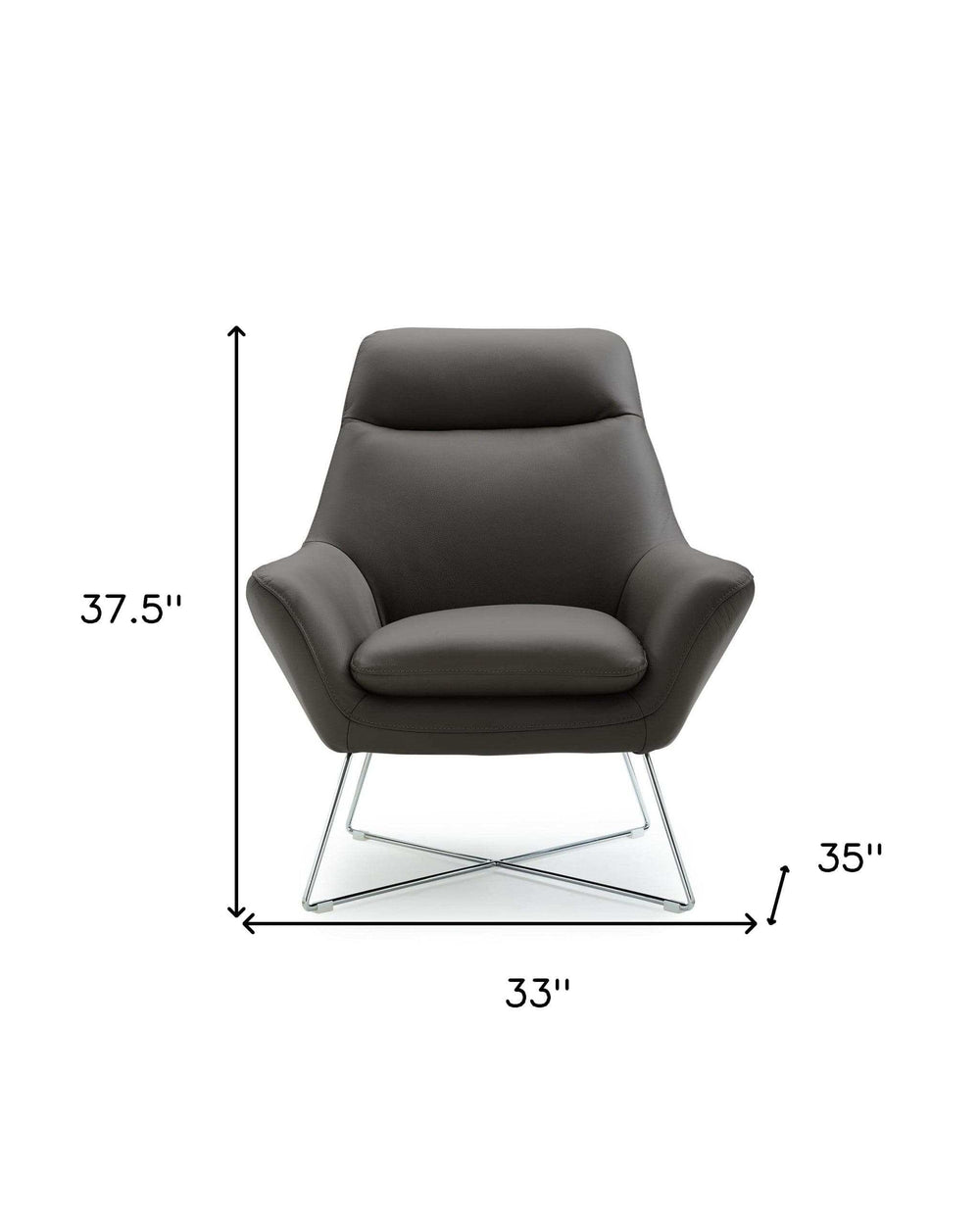 Modern Dark Gray Top Grain Italian Leather Accent Chair - Homeroots - Flyclothing LLC