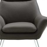 Modern Dark Gray Top Grain Italian Leather Accent Chair - Homeroots - Flyclothing LLC