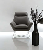 Modern Dark Gray Top Grain Italian Leather Accent Chair - Homeroots - Flyclothing LLC