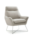 33" Light Gray And Silver Faux Leather Tufted Arm Chair - Homeroots