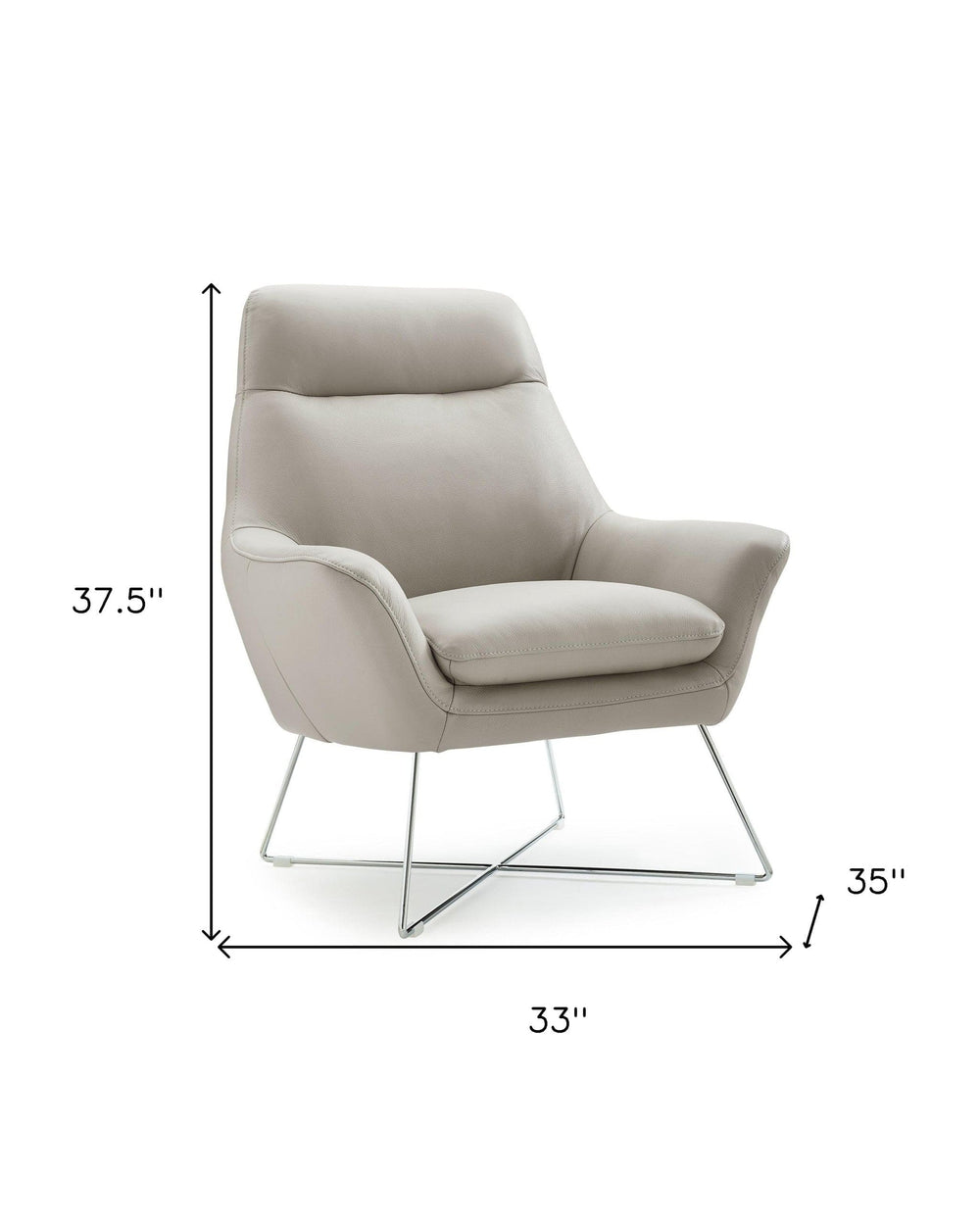 33" Light Gray And Silver Faux Leather Tufted Arm Chair - Homeroots