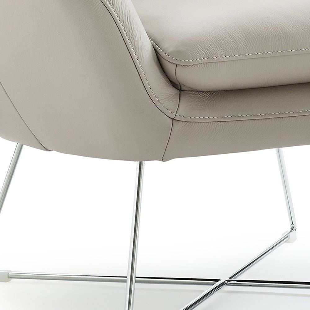 33" Light Gray And Silver Faux Leather Tufted Arm Chair - Homeroots