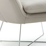 33" Light Gray And Silver Faux Leather Tufted Arm Chair - Homeroots