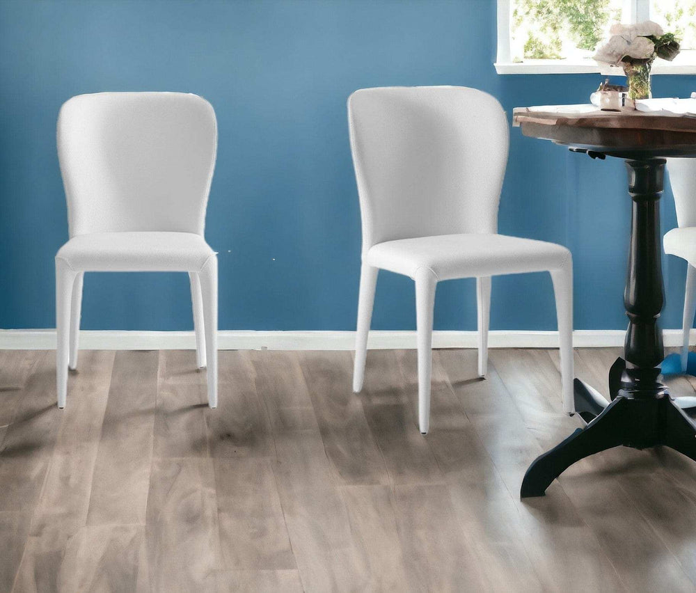Set of Two White Upholstered Faux Leather Dining Side Chairs - Homeroots - Flyclothing LLC