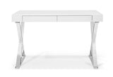 47" White and Silver Writing Desk With Two Drawers - Homeroots - Flyclothing LLC