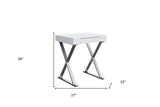 27" White and Silver Writing Desk - Homeroots - Flyclothing LLC