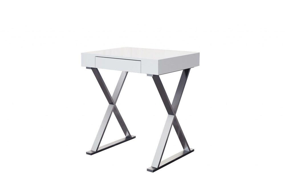 27" White and Silver Writing Desk - Homeroots - Flyclothing LLC