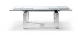 63" Clear and Silver Glass and Stainless Steel Self-Storing Leaf Dining Table - Homeroots - Flyclothing LLC