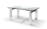 63" Clear and Silver Glass and Stainless Steel Self-Storing Leaf Dining Table - Homeroots - Flyclothing LLC