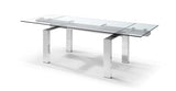 63" Clear and Silver Glass and Stainless Steel Self-Storing Leaf Dining Table - Homeroots - Flyclothing LLC