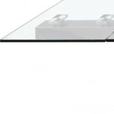 63" Clear and Silver Glass and Stainless Steel Self-Storing Leaf Dining Table - Homeroots - Flyclothing LLC