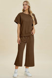 Double Take Full Size Texture Round Neck Top and Pants Set - Trendsi - Flyclothing LLC