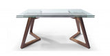 63" Clear and Brown Glass and Solid Wood Self-Storing Leaf Dining Table - Homeroots - Flyclothing LLC