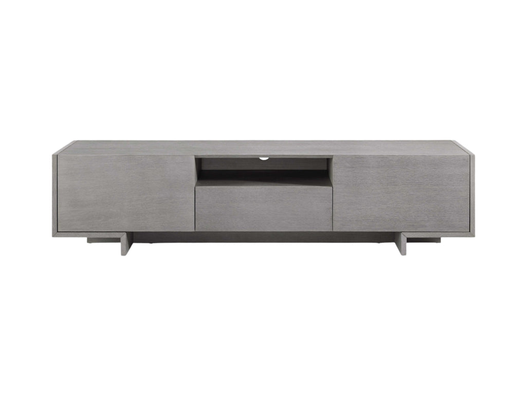 73" Gray Wood Cabinet Enclosed Storage TV Stand - Homeroots - Flyclothing LLC