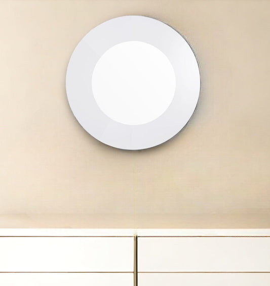 40" White Round Framed Accent Mirror - Homeroots