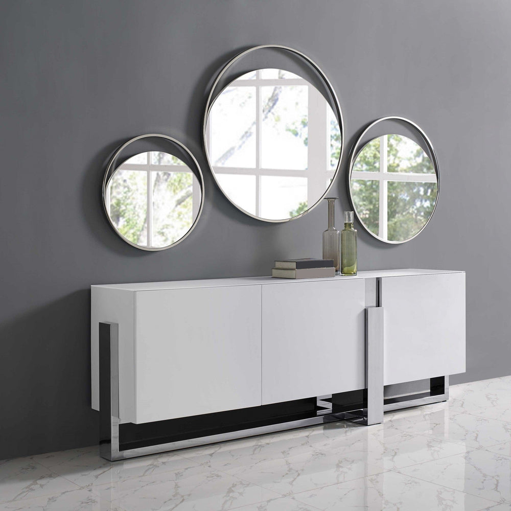 91" White Glass Frame Console Table - Homeroots - Flyclothing LLC