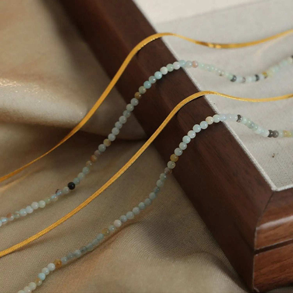 Beaded Titanium Steel Double-Layered Necklace - Trendsi - Flyclothing LLC