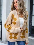 Flower Open Front Long Sleeve Cardigan - Trendsi - Flyclothing LLC