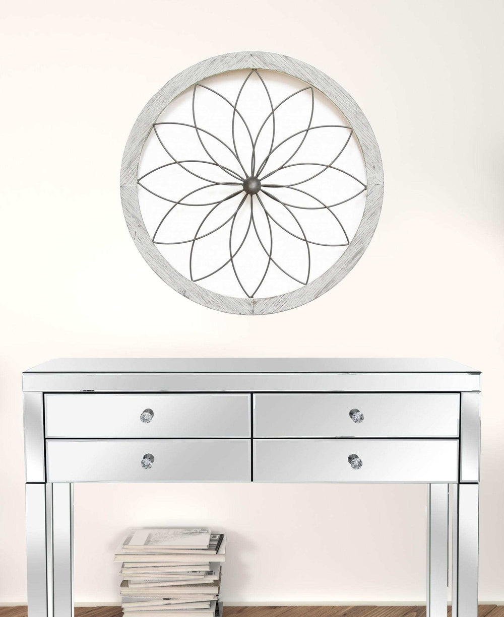 Distressed Chic Flower Metal And Wood Wall Decor - Homeroots - Flyclothing LLC