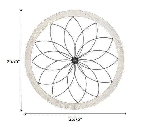 Distressed Chic Flower Metal And Wood Wall Decor - Homeroots - Flyclothing LLC