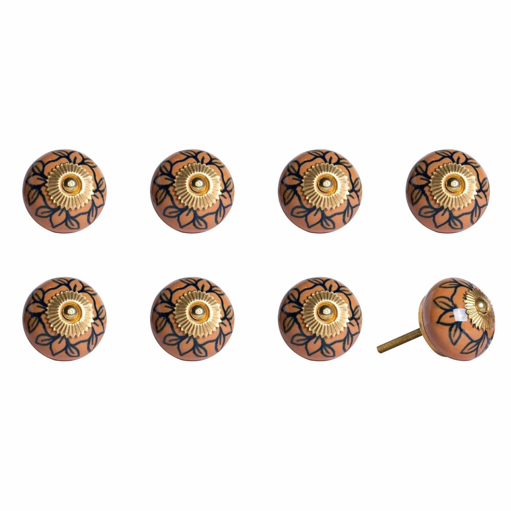 1.5" X 1.5" X 1.5" Orange Gold And Black Knobs 8 Pack - Homeroots - Flyclothing LLC