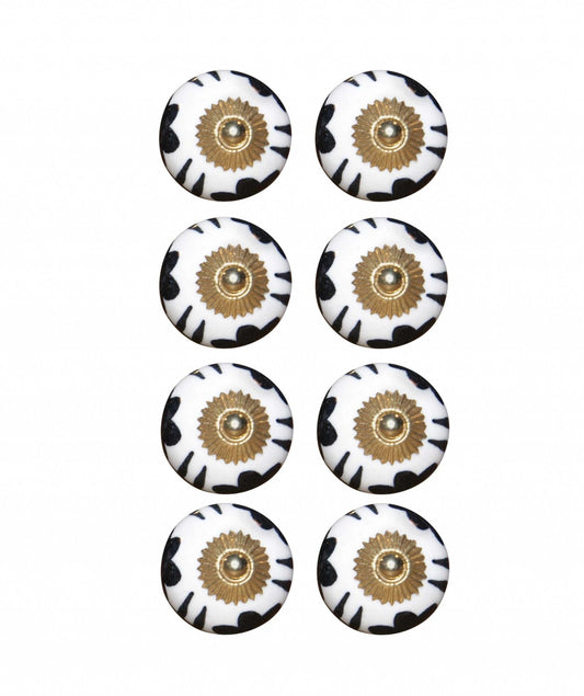 1.5" X 1.5" X 1.5" Black White And Gold  Knobs 8 Pack - Homeroots