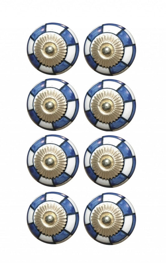 Charming Blue And Gold Set Of 8 Knobs - Homeroots - Flyclothing LLC