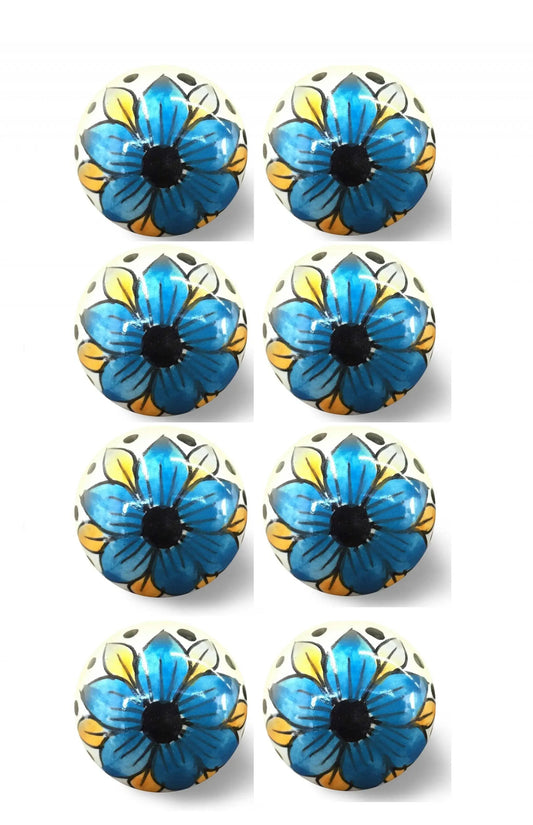 1.5" X 1.5" X 1.5" Blue Black And Yellow  Knobs 8 Pack - Homeroots