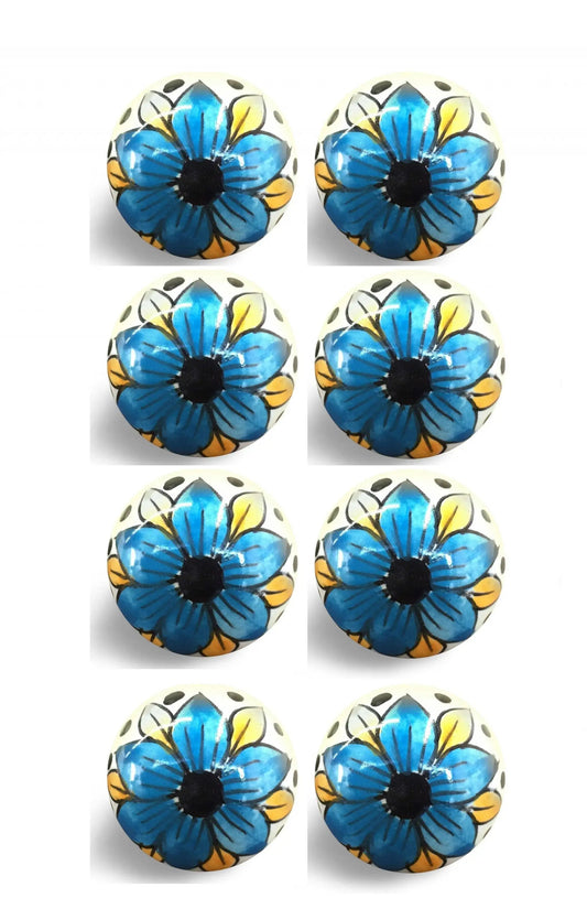 1.5" X 1.5" X 1.5" Blue Black And Yellow  Knobs 8 Pack - Homeroots
