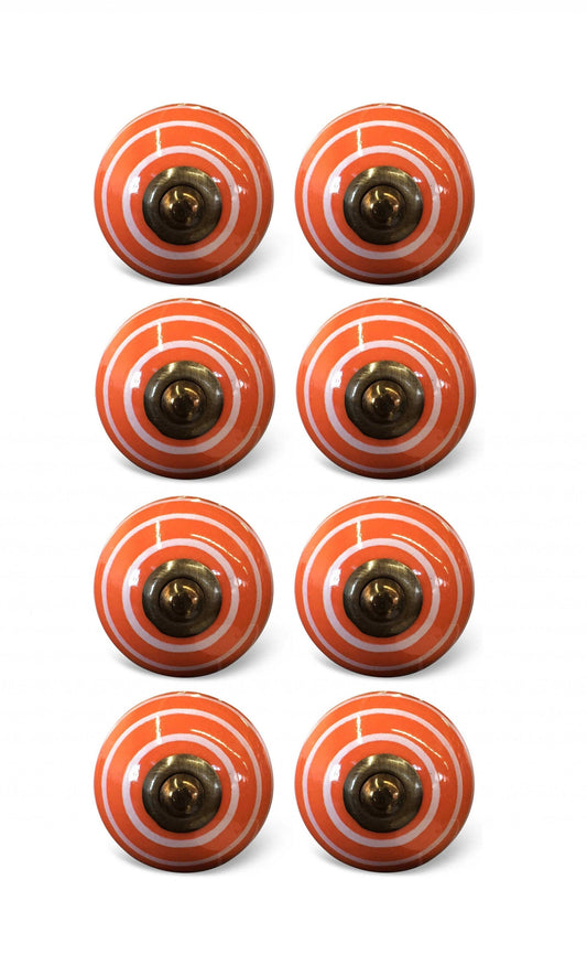1.5" X 1.5" X 1.5" Bronze White And Orange  Knobs 8 Pack - Homeroots