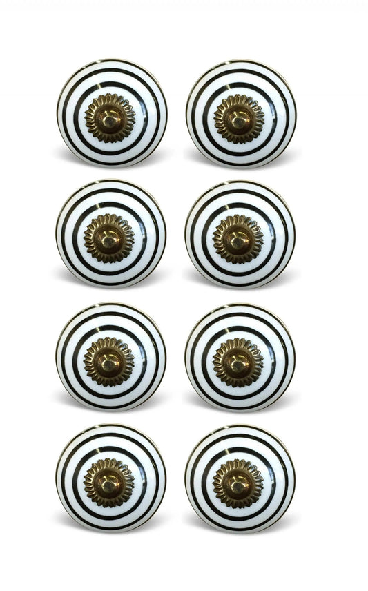 1.5" X 1.5" X 1.5" Hues Of Bronze White And Black Knobs 8 Pack - Homeroots