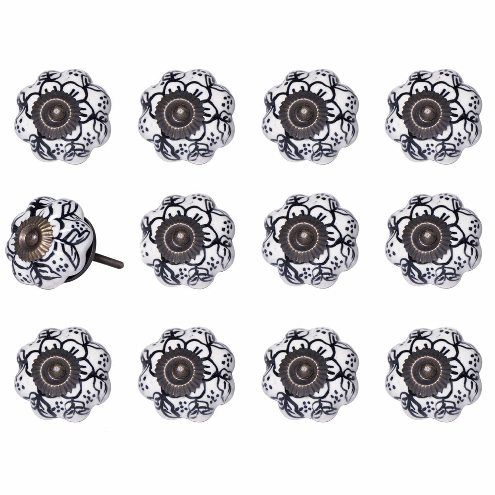 1.5" X 1.5" X 1.5" White Black And Gold Knobs 12 Pack - Homeroots - Flyclothing LLC