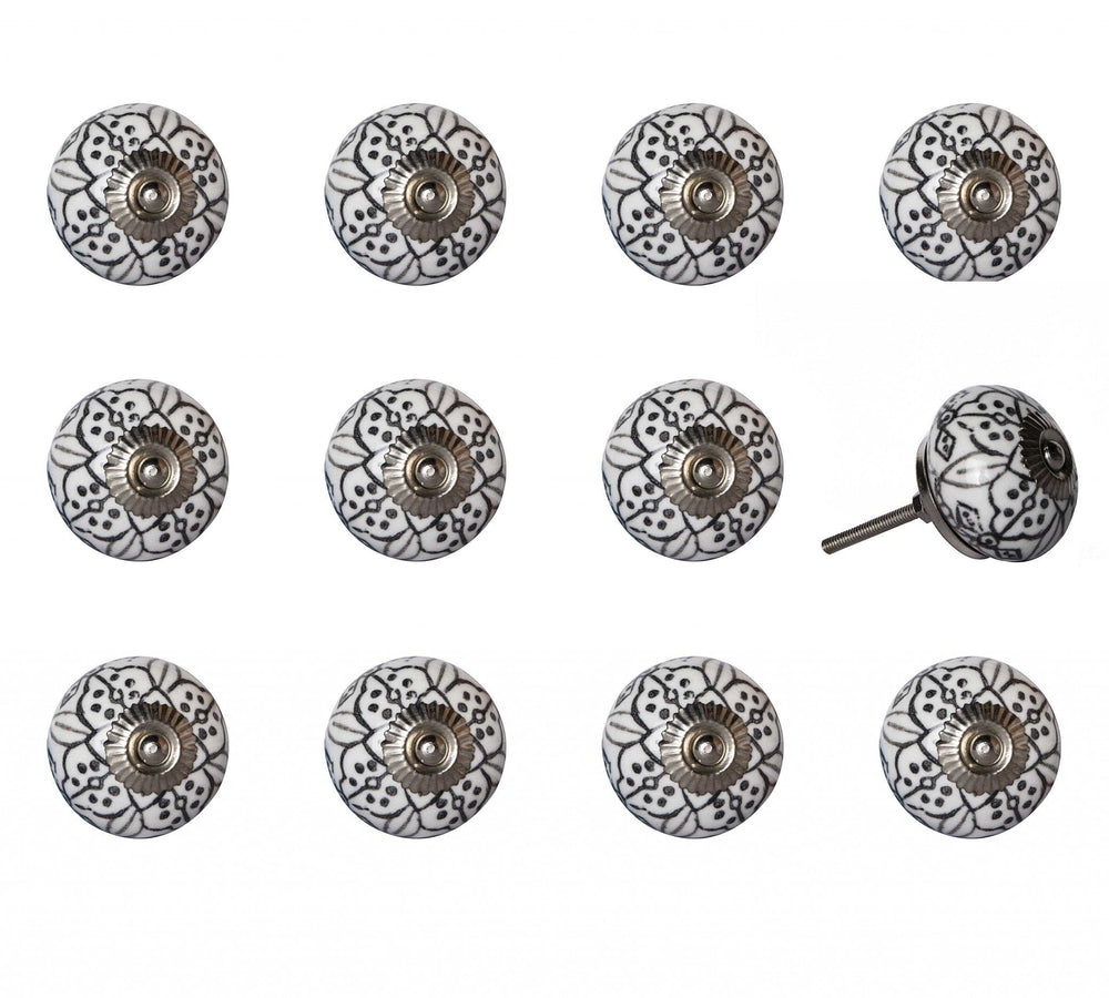 1.5" X 1.5" X 1.5" Black Gray And Silver Knobs 12 Pack - Homeroots - Flyclothing LLC