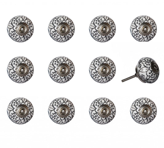 1.5" X 1.5" X 1.5" Black Gray And Silver  Knobs 12 Pack - Homeroots