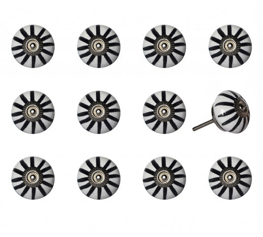1.5" X 1.5" X 1.5" White Black And Silver  Knobs 12 Pack - Homeroots