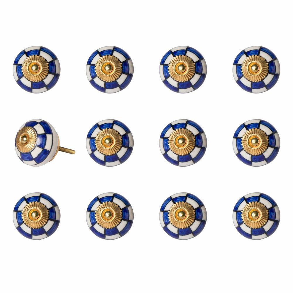 1.5" X 1.5" X 1.5" White Blue And Gold Knobs 12 Pack - Homeroots - Flyclothing LLC