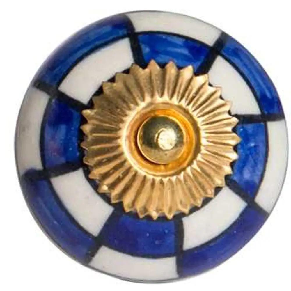 1.5" X 1.5" X 1.5" White Blue And Gold Knobs 12 Pack - Homeroots - Flyclothing LLC