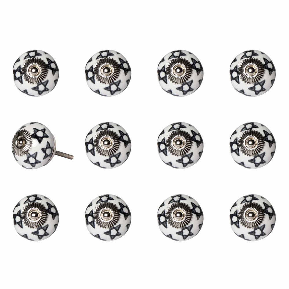 1.5" X 1.5" X 1.5" White Black And Silver Knobs 12 Pack - Homeroots - Flyclothing LLC