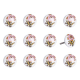 Floral White And Pink Set Of 12 Knobs - Homeroots - Flyclothing LLC