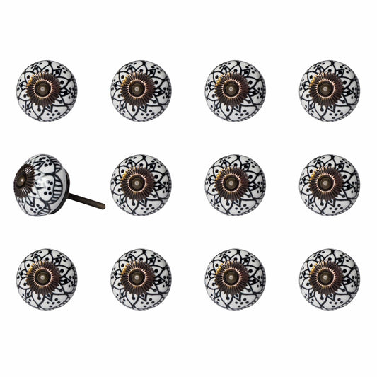 1.5" X 1.5" X 1.5" Black White Copper  Knobs 12 Pack - Homeroots