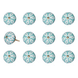1.5" X 1.5" X 1.5" Turquoise White And Gold Knobs 12 Pack - Homeroots - Flyclothing LLC