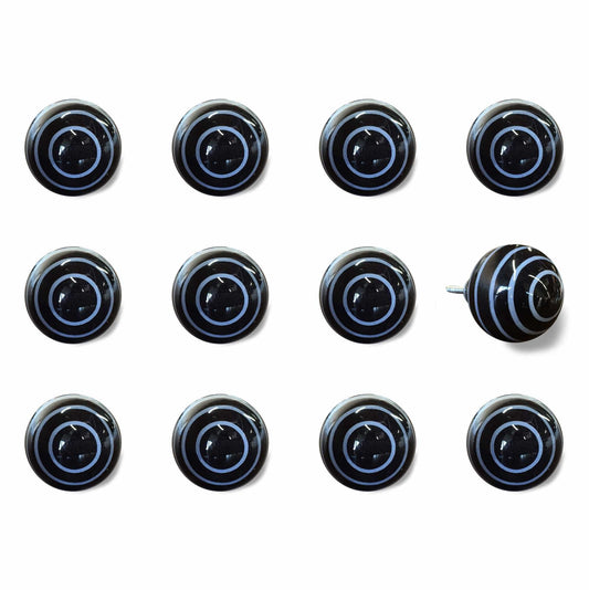 1.5" X 1.5" X 1.5" Black And Light Blue Knobs 12 Pack - Homeroots