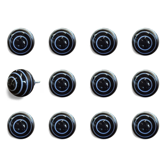 1.5" X 1.5" X 1.5" Black And Light Blue Knobs 12 Pack - Homeroots