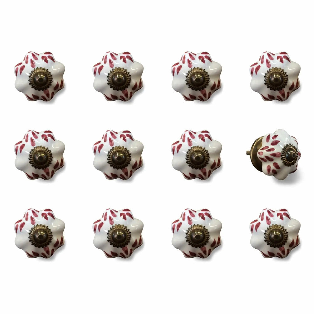 1.5" X 1.5" X 1.5" White Burgundy And Copper Knobs 12 Pack - Homeroots - Flyclothing LLC