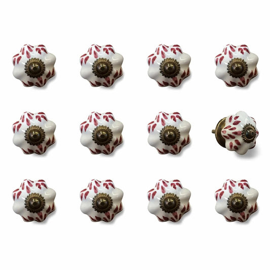 1.5" X 1.5" X 1.5" White Burgundy And Copper Knobs 12 Pack - Homeroots