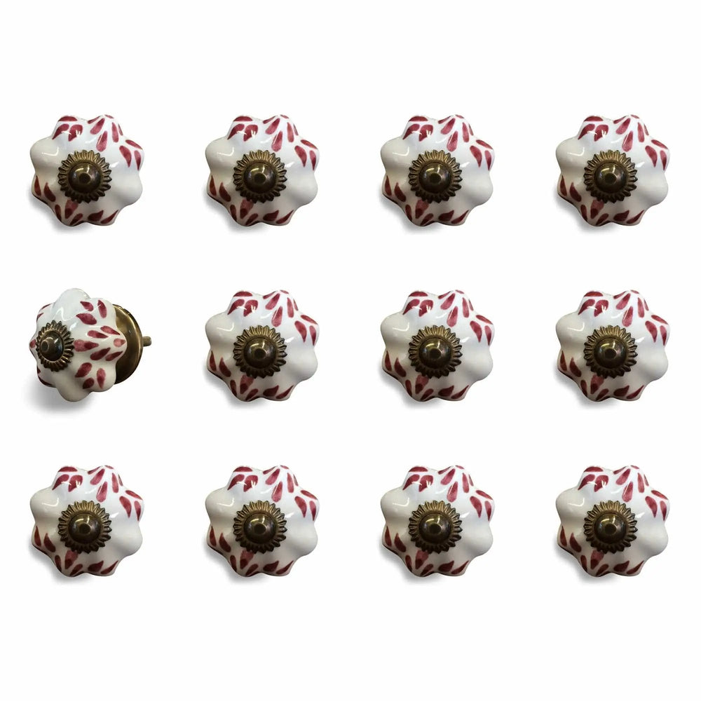 1.5" X 1.5" X 1.5" White Burgundy And Copper Knobs 12 Pack - Homeroots - Flyclothing LLC